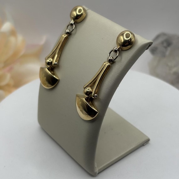 14k Two-Tone Dangle Earrings - image 3