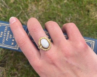 14K Yellow Gold Nugget and Opal Ring