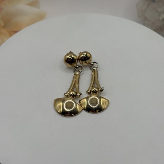 14k Two-Tone Dangle Earrings - image 4