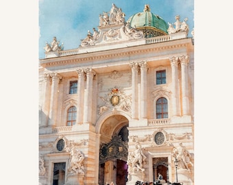 Vienna Hofburg Palace Watercolor Print. Imperial Architecture Wall Art. Elegant European City Poster. Austria Travel Art (Digital Download)