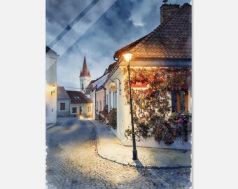 Znojmo Old Town Watercolor Print. Framed, Canvas, Acrylic or Paper Print. South Moravia Czech Republic Travel Poster.