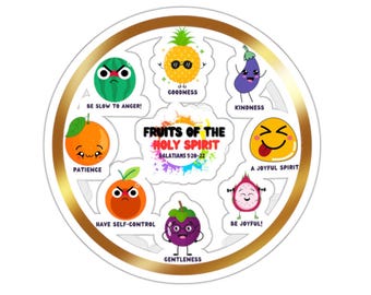 Fruits of the Holy Spirit Kiss-Cut Stickers - Religious Inspirational Bible Quote Decals, Faith Christian Gifts, Fruit Sticker Pack, Water