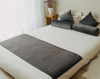 Bed Throw Pillow Set Velvet Bolster Bed runner  Pillow covers with insert Decorative Throw Pillows Bedroom gift idea