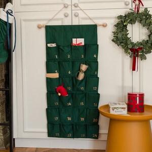 Modern Canvas Advent with 24 pockets Countdown to Christams Advent calendar with activity cards Personalise Gift for kids Xmas Decor Room