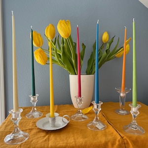 Colored Taper Beeswax Dripless Candles Candlesticks Pastel color Handmade image 1
