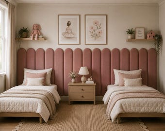 Twin Bed Headboard Custom Panel Kids room Playroom velvet panels Design decor Soft Wall