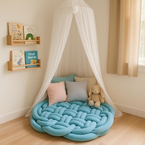 Play mat gift for kids Nursery decor  Reading nook floor pillow  Ready to ship Seating big cushion Round Large Kids Meditation pillow