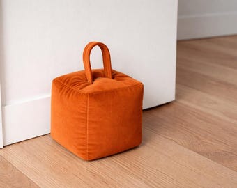 Tope de puerta de terciopelo de lujo, tope de puerta con peso hecho a mano, tope de puerta decorativo, decoración moderna para el hogar, tope de puerta de tela gruesa, idea de regalo