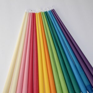 Colored Taper Beeswax Dripless Candles Candlesticks Pastel color Handmade image 4