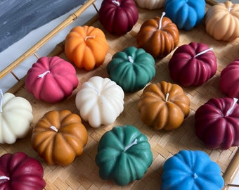 Colored soy pumpkin candles Halloween Decor Table Decor Pumpkin Shaped Candle