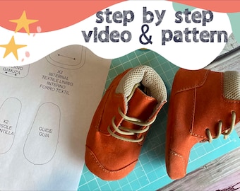 RAINBOW baby shoe- PDF pattern - sewing instructions video - baby shoe - PDF patterns - video with sewing instructions