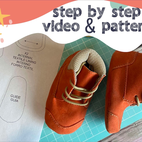 RAINBOW baby shoe- PDF pattern - sewing instructions video - baby shoe - PDF patterns - video with sewing instructions