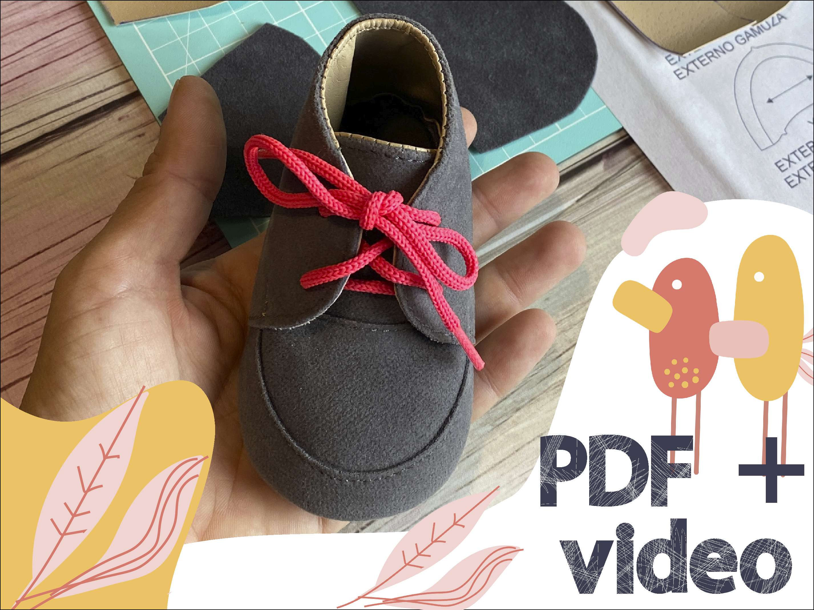 TIGER baby shoe- PDF pattern - sewing instructions video - baby shoe - PDF patterns - video with sewing instructions