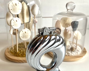Vintage Art Deco metal table lighter | smoking accessories | made in Japan | MCM | Retro | Home Decor | Glam | Tobacciana | Chrome Finish |