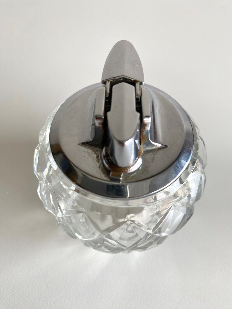 Vintage Crystal Table Lighter Diamond Cut Smoking Accessories Gas