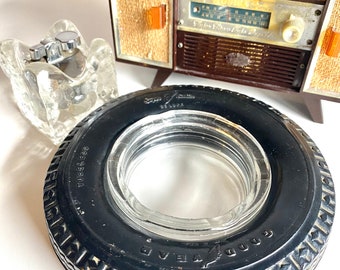Unique mid century modern Goodyear  advertising ashtray | smoking accessories | rubber tire ashtray | MCM | novelty | Tobacciana | ashes |