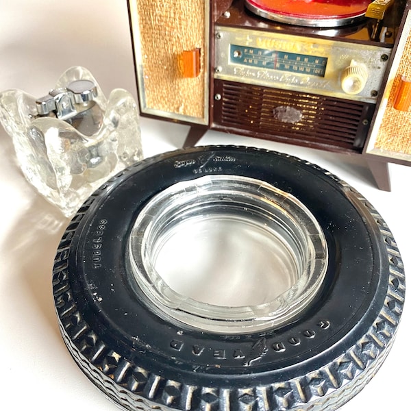 Unique mid century modern Goodyear  advertising ashtray | smoking accessories | rubber tire ashtray | MCM | novelty | Tobacciana | ashes |