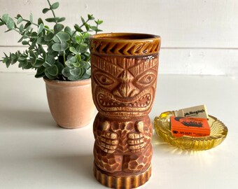 Vintage ceramic Tiki Cup | Ashes | Highball | Barware | liqueur glass | Hawaii | Ku Tiki | Orchids Of Hawaii | made in Japan | Retro | MCM |