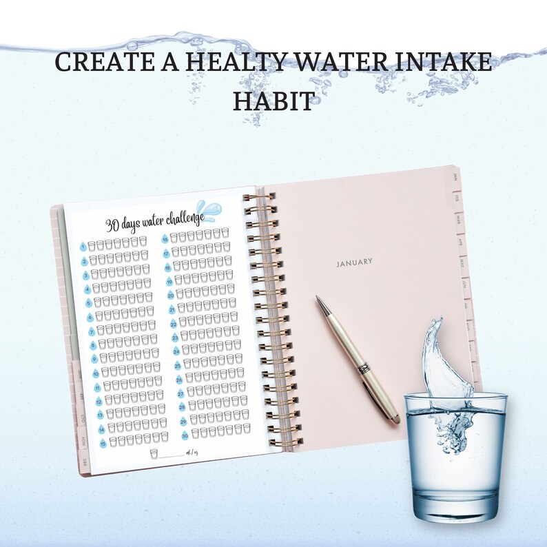 Weekly Water Tracker, 30 Day Water Challenge Printable, Water Intake ...