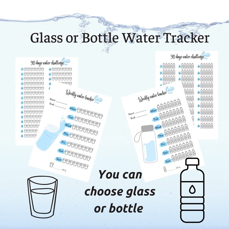 Weekly Water Tracker, 30 Day Water Challenge Printable, Water Intake ...