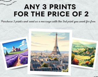 BUY 2 GET 3 - Pick 3 Prints for the price of 2 - Art Prints, Art Gifts, Travel Poster, Travel Print, Home Decor Offer