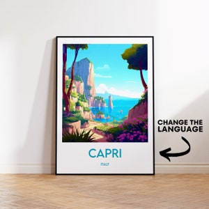 カプリ島旅行ポスター、カプリのポスター、カプリのアートプリント、イタリアのギフト、カプリ島、カプリの壁アート、イタリア