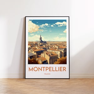 Montpellier Print, Montpellier Poster, Occitanie Wall Art, Hérault Retro Travel Poster, Framed France Vintage Home Décor Gift
