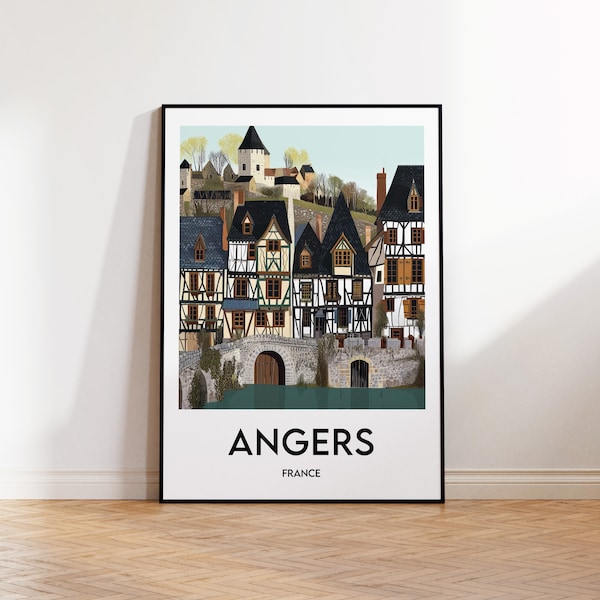 Angers Poster, Angers Art Print, Angers, Illustration, Angers Gift, Vintage Travel Poster, Angers Poster