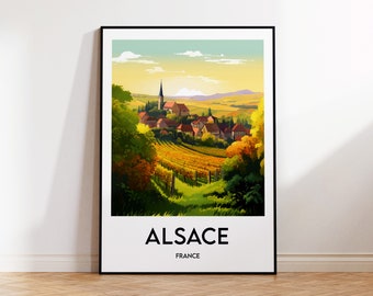 Alsace Print, Alsace Poster, Alsace Wall Art, France Retro Travel Poster, Affiche Alsace France - UNFRAMED