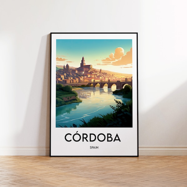 Cordoba Poster, Cordoba Print, Cordoba Illustration, Cordoba Spain Gift, Vintage Travel Poster