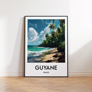 Guyana Poster, French Guiana Print, Guyana Illustration, Vintage Travel Poster