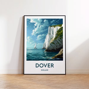 Dover Poster, Dover Art Print, Dover Cliffs, Dover Kent Gift, Vintage Travel Poster