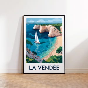 Cartel de Vendée Francia, Cartel de Vendée, Impresión de arte de Vendée, Región de Vendée Francia, Cartel de viaje vintage, Regalo de Vendée Francia