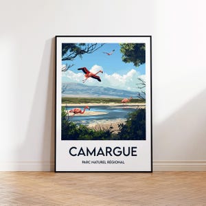 Camargue Poster, Camargue Print, Camargue Illustration, Camargue France Gift, Vintage Travel Poster