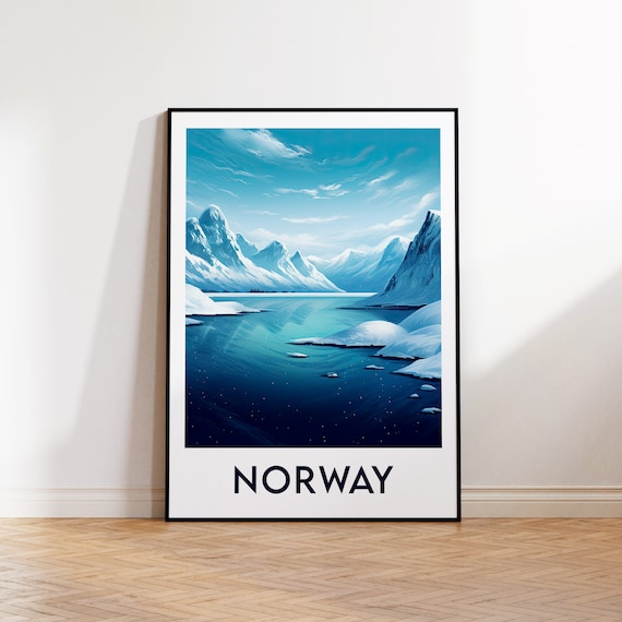 Norway Print, Norge Poster, Vintage Travel Poster, Affiche Norvege, Norway Illustration, Norway Gift,