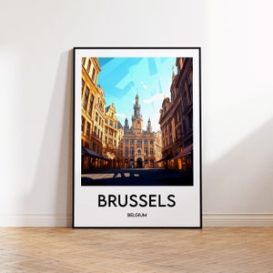 Brussels Print, Brussels Belgium Poster, Bruxelles Belgique Wall Art, Schaerbeek Retro Travel Poster, Framed Belgium Gift