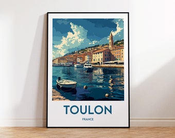 Toulon Poster, Toulon Kunstdruck, Toulon Frankreich Illustration, Toulon Geschenk, Vintage Reiseposter, Toulon FRANKREICH Poster