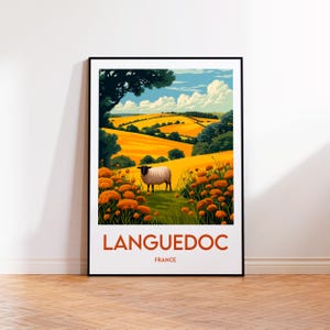 Cartel de Languedoc, impresión de arte de Languedoc, región de Languedoc Francia, cartel de viaje vintage, regalo de Languedoc Francia, cartel de Languedoc Francia