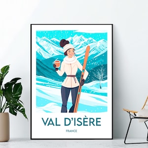 Val d&#39;Isère Poster SKI, Val d&#39;Isère Kunstdruck RESORT, Val d&#39;Isère Frankreich Ski, Val d&#39;Isère Frankreich Geschenk, Poster Val d&#39;Isère Frankreich Resort