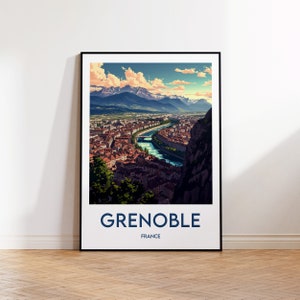 Grenoble Poster, Grenoble Frankreich Poster, Grenoble Kunstdruck, Hauptstadt der Alpen, Grenoble Rhone Alpes, Retro Reiseposter