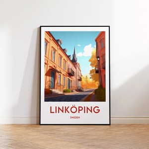 Impressão de Linköping, pôster de Linköping, arte de parede de Linköping, pôster de viagem retrô da Suécia, presente de decoração de casa vintage emoldurado da Suécia