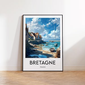 Cartel de Bretaña Francia Cancale, Cartel de Bretaña, Impresión de arte de Bretaña, Côte de Bretagne Francia, Cartel de viaje vintage, Regalo de Bretaña Francia