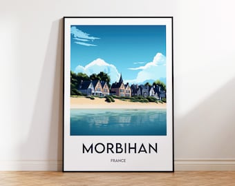 Morbihan Poster, Morbihan Bretagne Print, Morbihan Illustration, Breizh Travel Poster