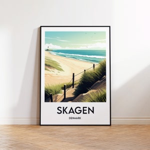 Skagen Poster, Skagen Print, Skagen Illustration, Skagen Denmark Gift, Vintage Travel Poster
