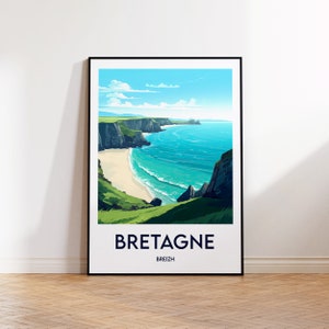 Bretagne Poster, Breizh Print, Bretagne Frankrijk, Bretagne cadeau idee, Vintage Travel Poster, Bretagne poster