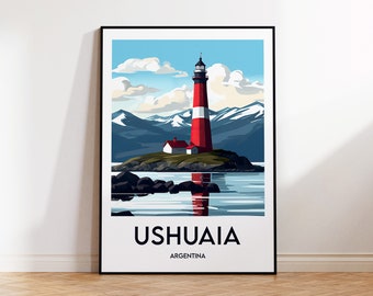 Ushuaia Poster, Ushuaia Print, Ushuaia Illustration, Ushuaia Argentina Gift, Vintage Travel Poster