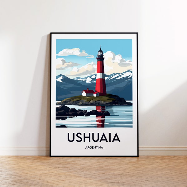 Ushuaia Poster, Ushuaia Print, Ushuaïa Illustration, Ushuaia Argentina Gift, Vintage Travel Poster