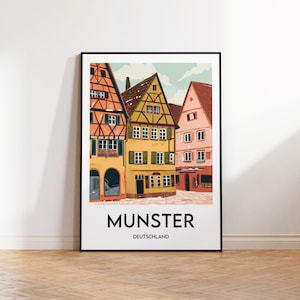 Münster Poster, Münster Art Print, Münster Deutschland poster, Munster Germany Gift, Vintage Travel Poster, Münster Germany Poster