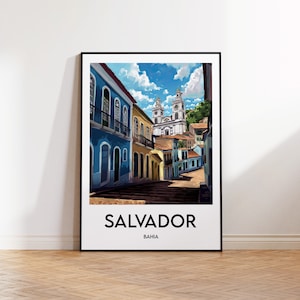Salvador de Bahia Poster, Salvador de Bahia Print, Brazil Illustration, Bahia Gift, Vintage Travel Poster, cartaz Salvador de Bahia