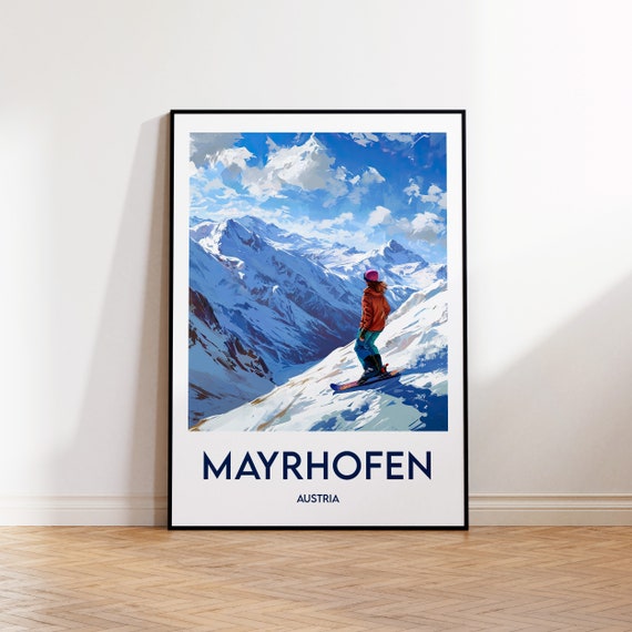 Mayrhofen Travel Poster, Mayrhofen Art Print, Mayrhofen Ski Resort, Mayrhofen Gift, Vintage Travel Poster